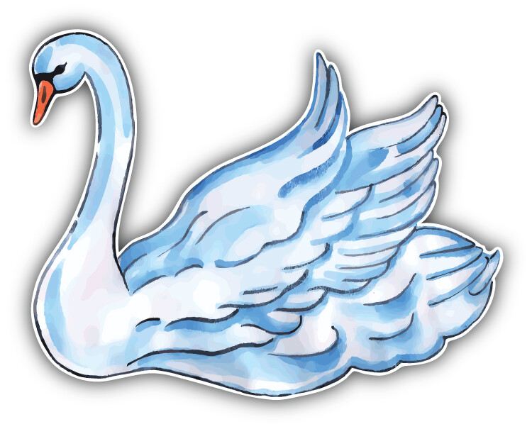 Watercolor Swan Car Bumper Sticker Decal