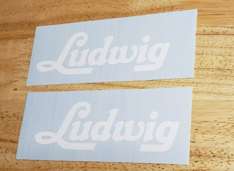 ludwig Decals Stickers Gloss vintage WHITE 8" (2) Fast USA