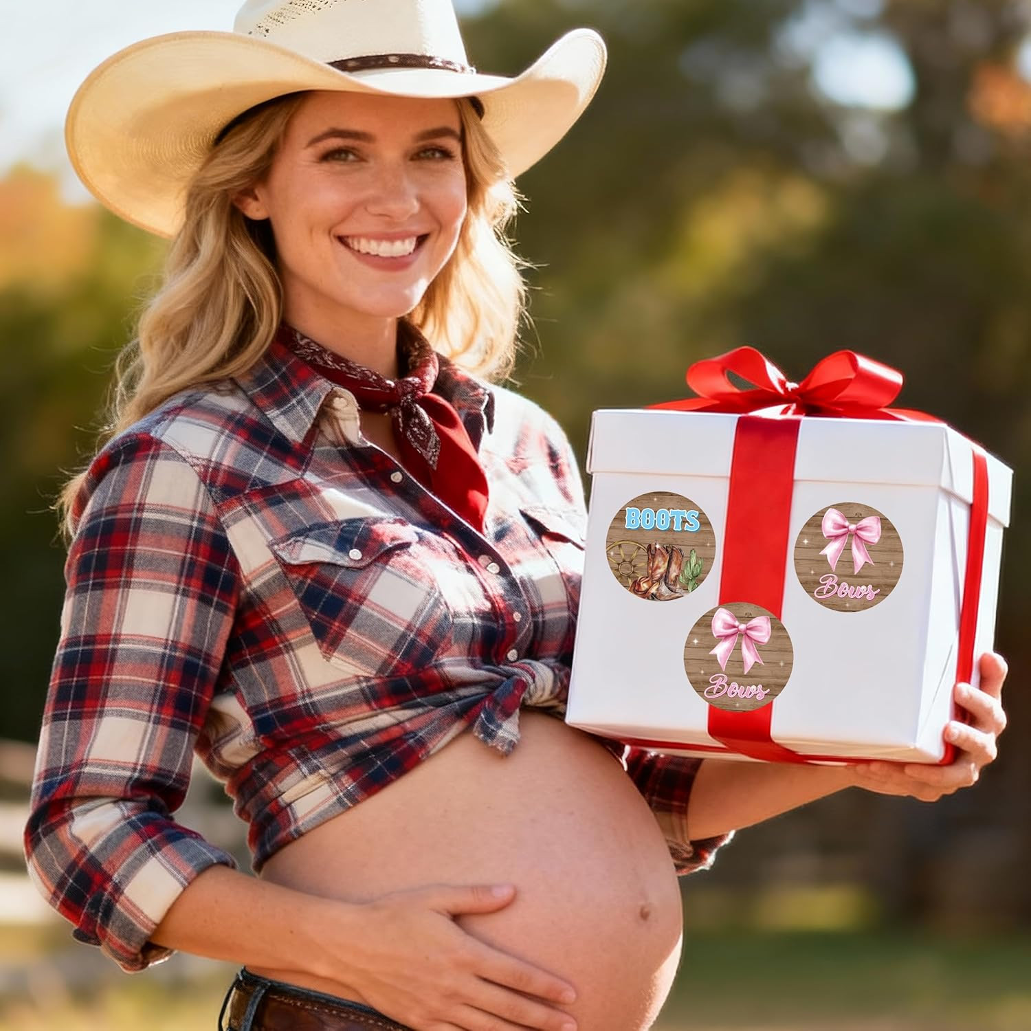 500Pcs Pink or Blue Gender Reveal Stickers – 2 Inch Cowboy Boots Bow Labels