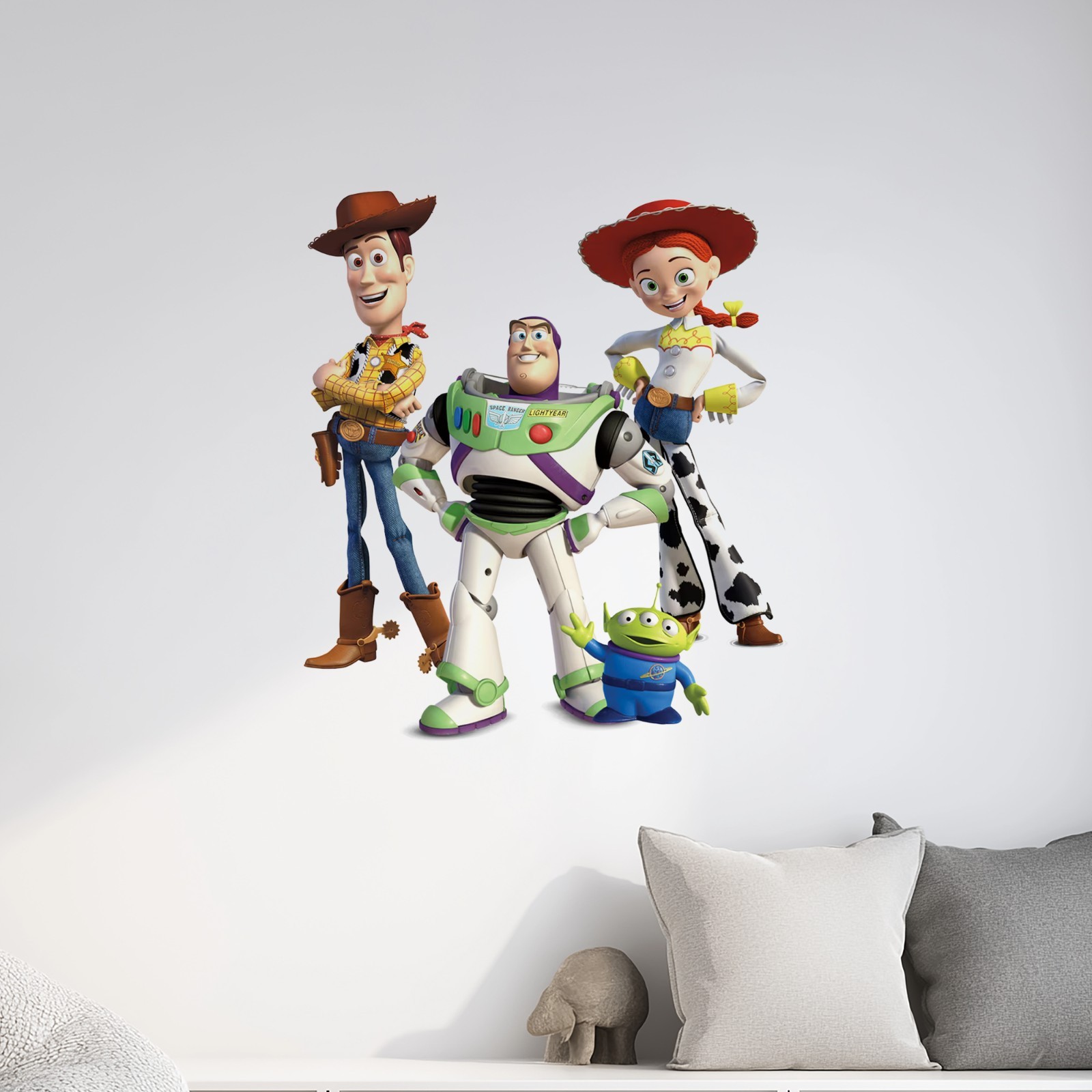 Toy Story Woody, Buzz Lightyear, Jessie and Green Alien Vinyl Glossy Wall stick