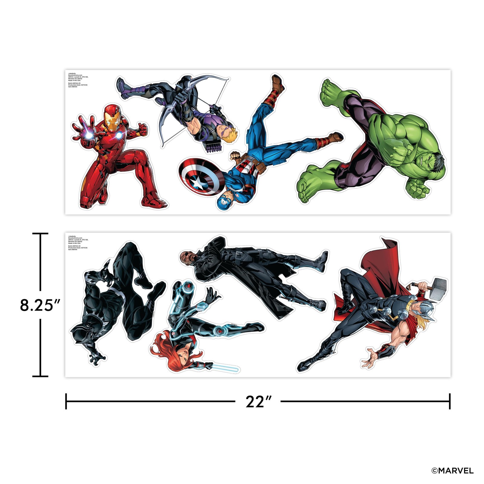 Marvel The Avengers Wall Decals – Set of 8 Hulk Iron Man Captain America Blac…