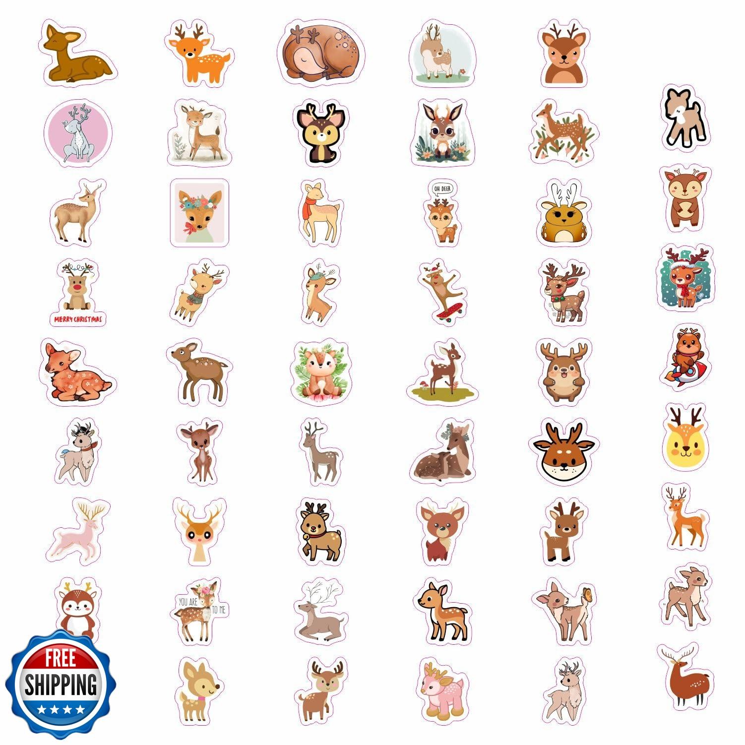 BulbaCraft 100Pcs Deer Stickers and Decals – Woodland, Gold, Whitetail, White
