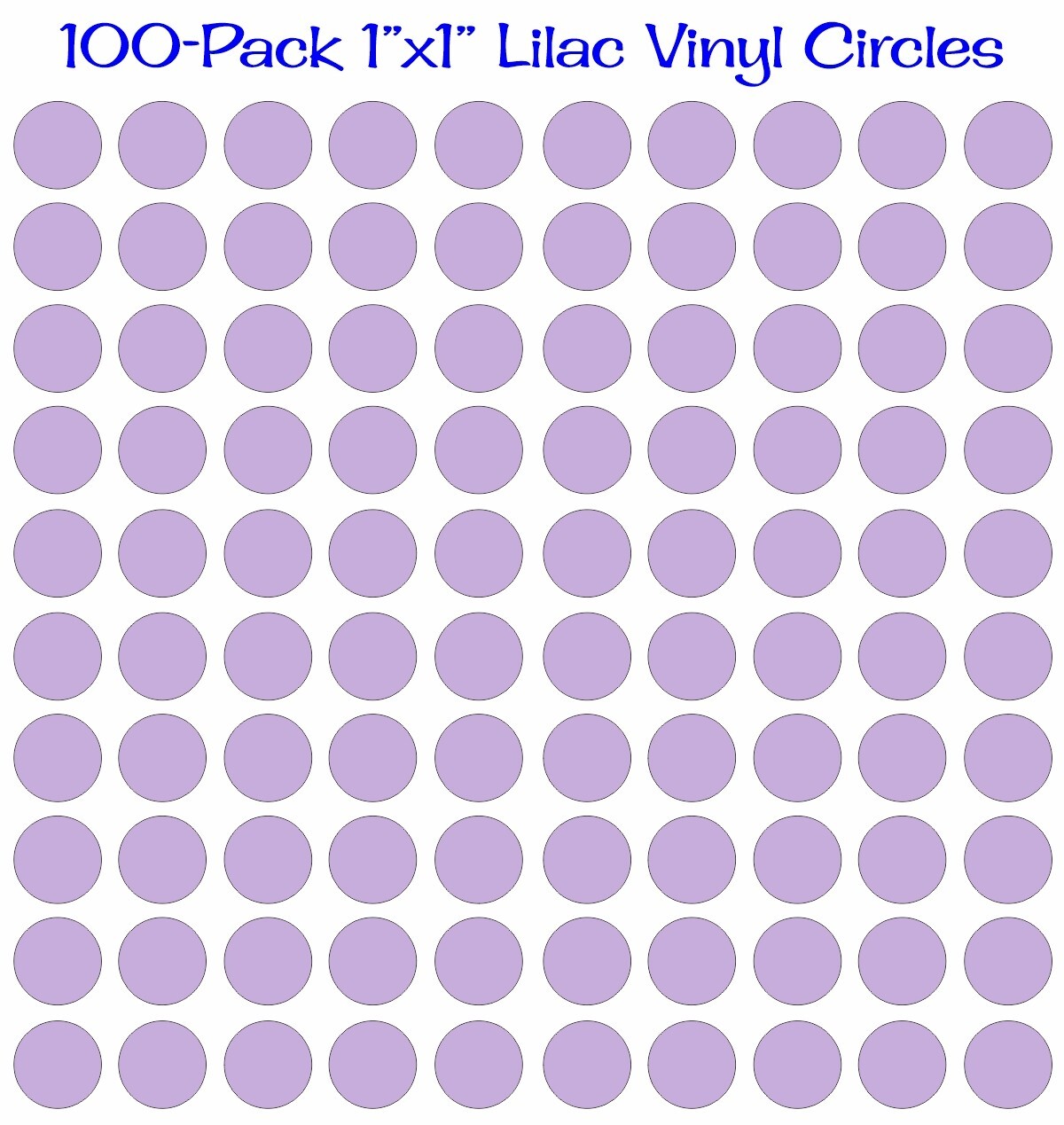 100 pack 1"x1" Diameter Round Lilac Vinyl Circles / Polka Dots Decals 1×1
