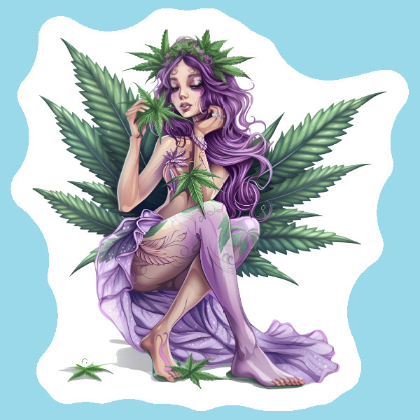 Stoner Fairy Vinyl Decal Sticker Weed Fairy Whimsical Marijuana Sticker 420