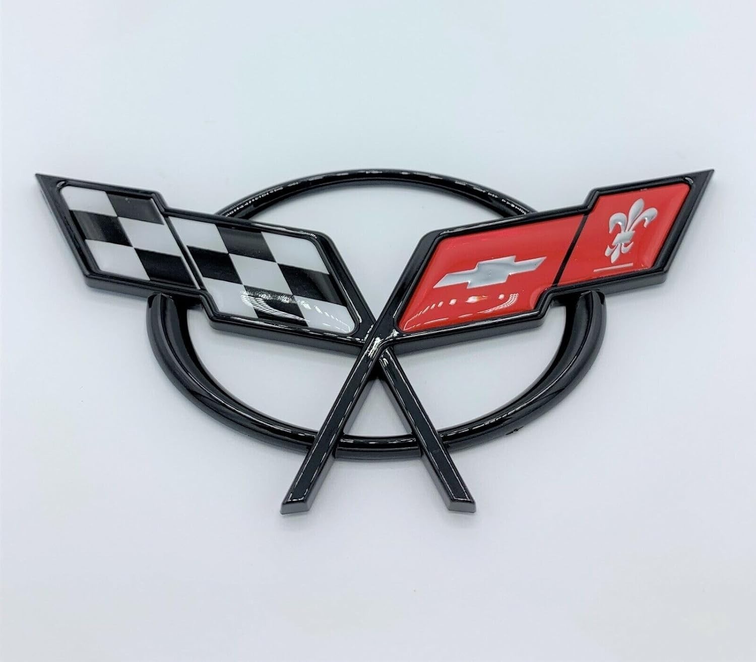 1X 1997-2004 Corvette C5 Rear Cross Flags Emblem 3D Deck Lid Badge Nameplate Sti
