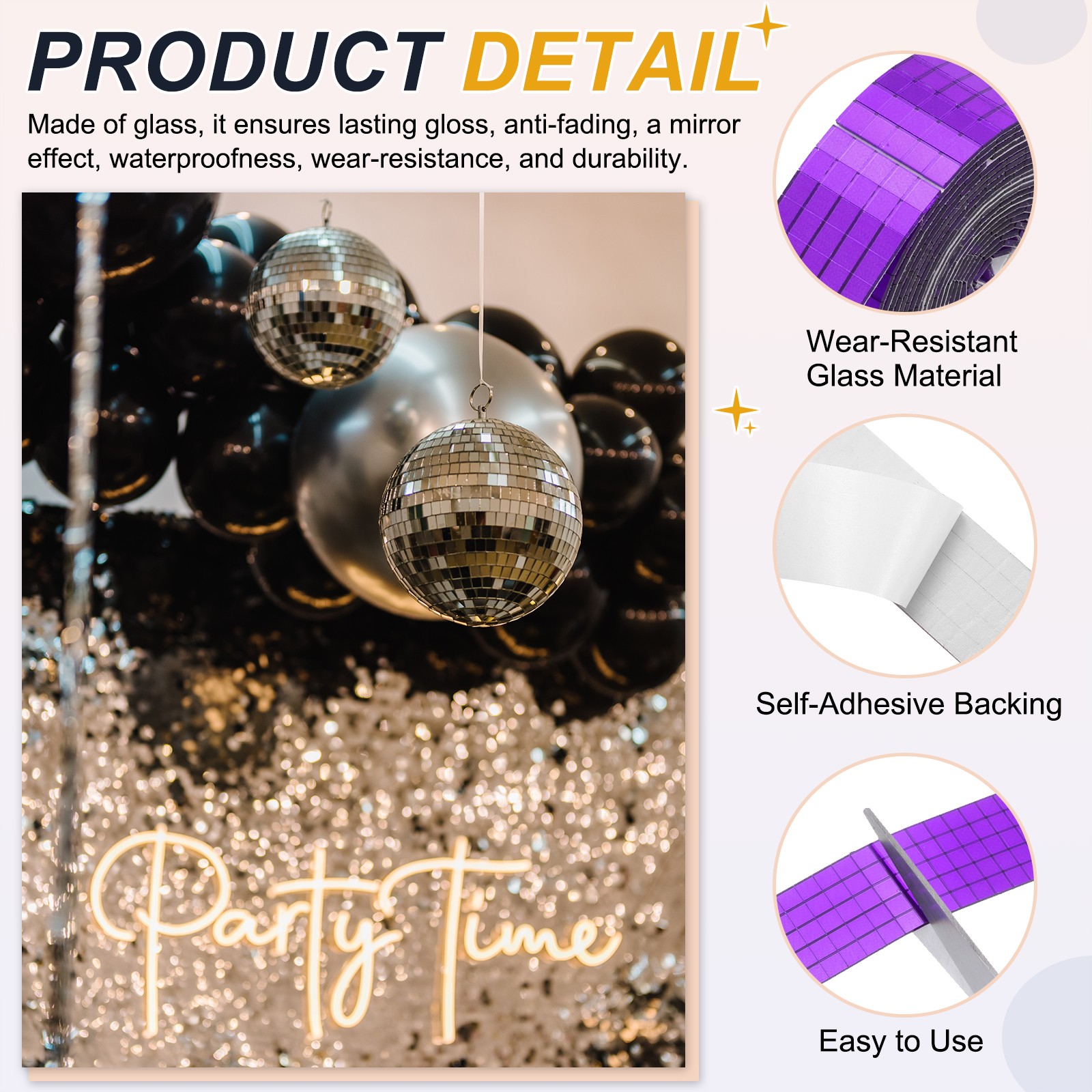 5x5mm Self Adhesive Mirrors Mosaic Tiles, 2500 Pcs Mosaic Sticker, Purple