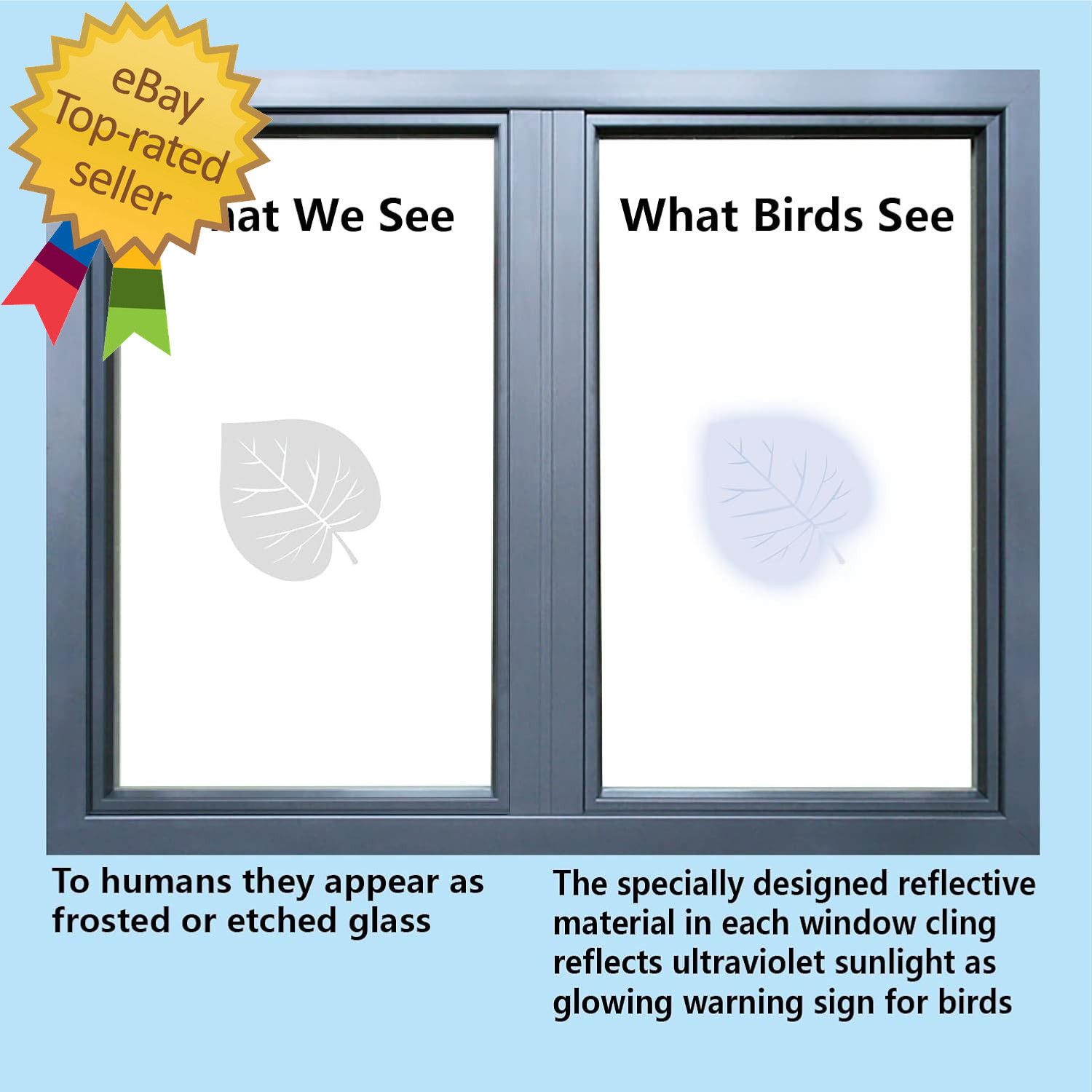 Window Decals for Bird Strikes,52 Pieces Large Leaf Shape anti Collision Window