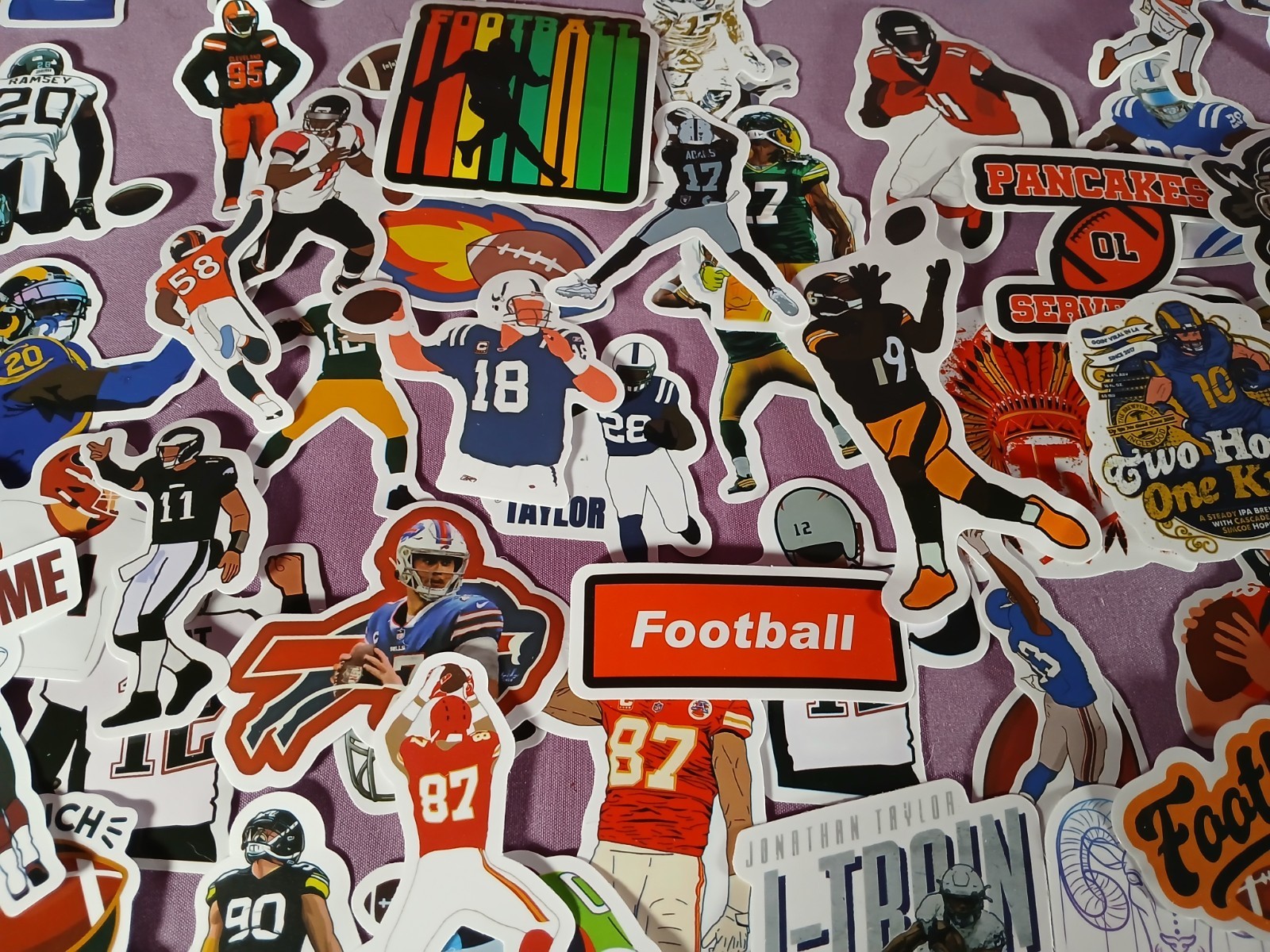 Lot of 97 NFL NCAA Football Stickers Water Bottle Laptop Phone Decals (B1)
