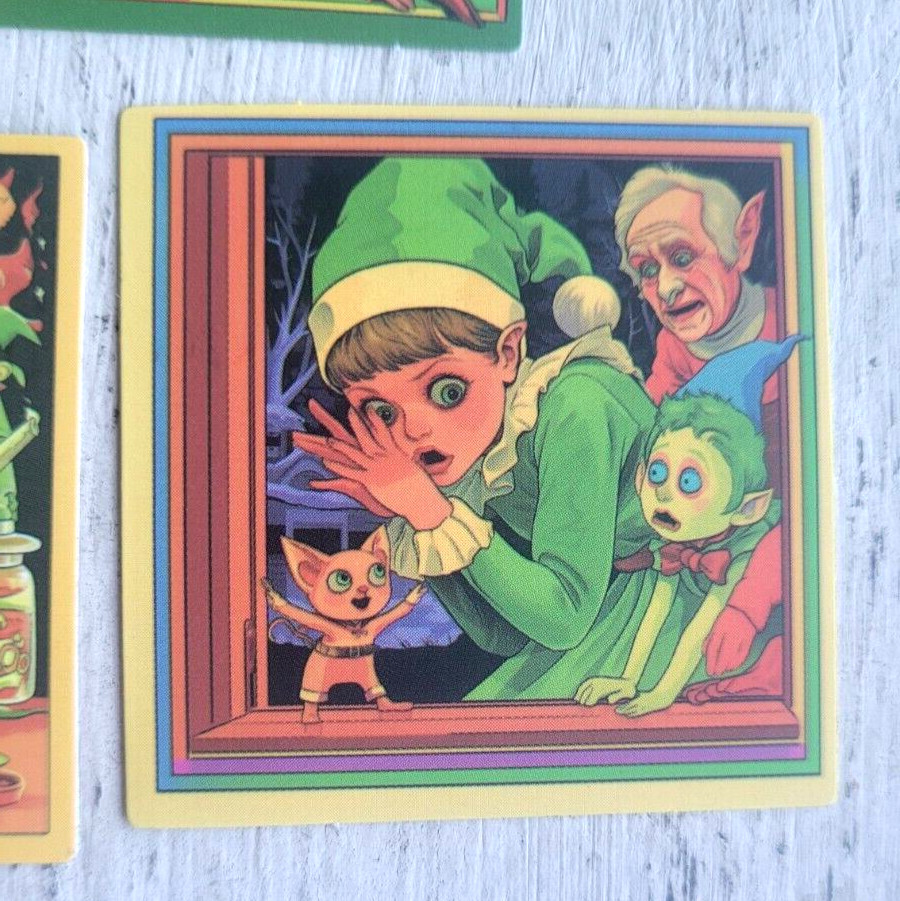 Haunted Active Spirit Creepy Witch Holiday Elf Sticker Lot Of 5 Pcs Pc