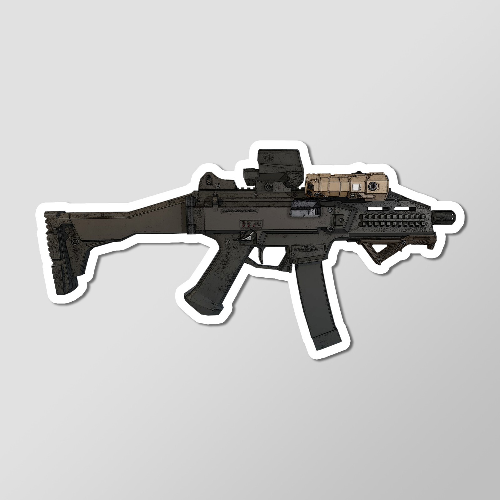 Scorpion EVO 3 A1 SMG Gun Sticker, Laptop Sticker Vinyl Decal 6" Length