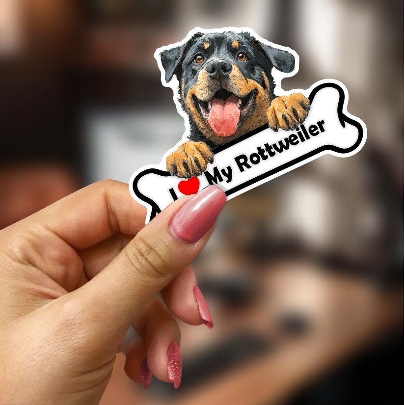 I Love My Rottweiler Sticker Vinyl Decal | Car Laptop Water Bottle