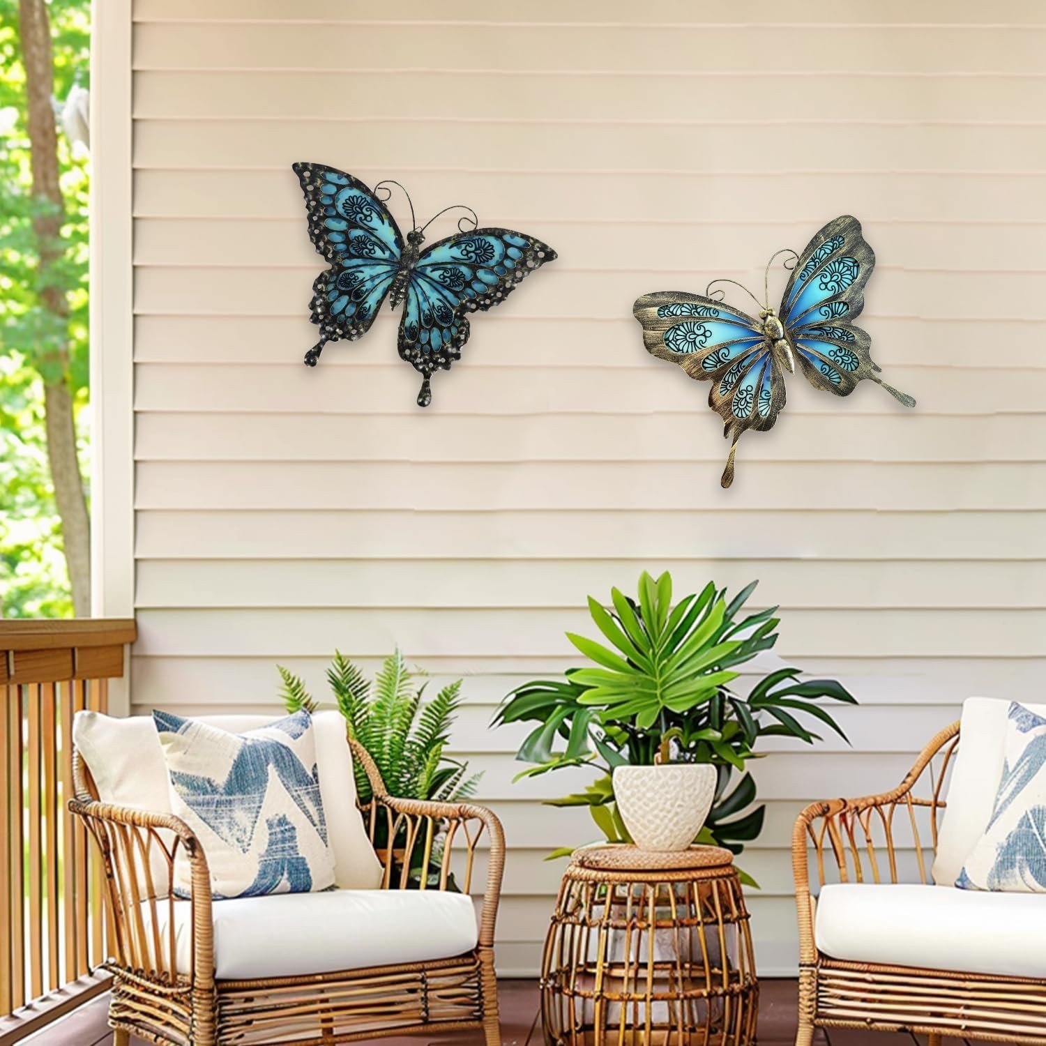 Lifelike 12" Butterfly Wall Hanging – Weatherproof, Ideal for -Round Decor