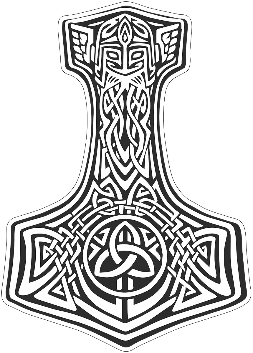 Mjolnir Thors Hammer Vinyl Decal 6 inches tall