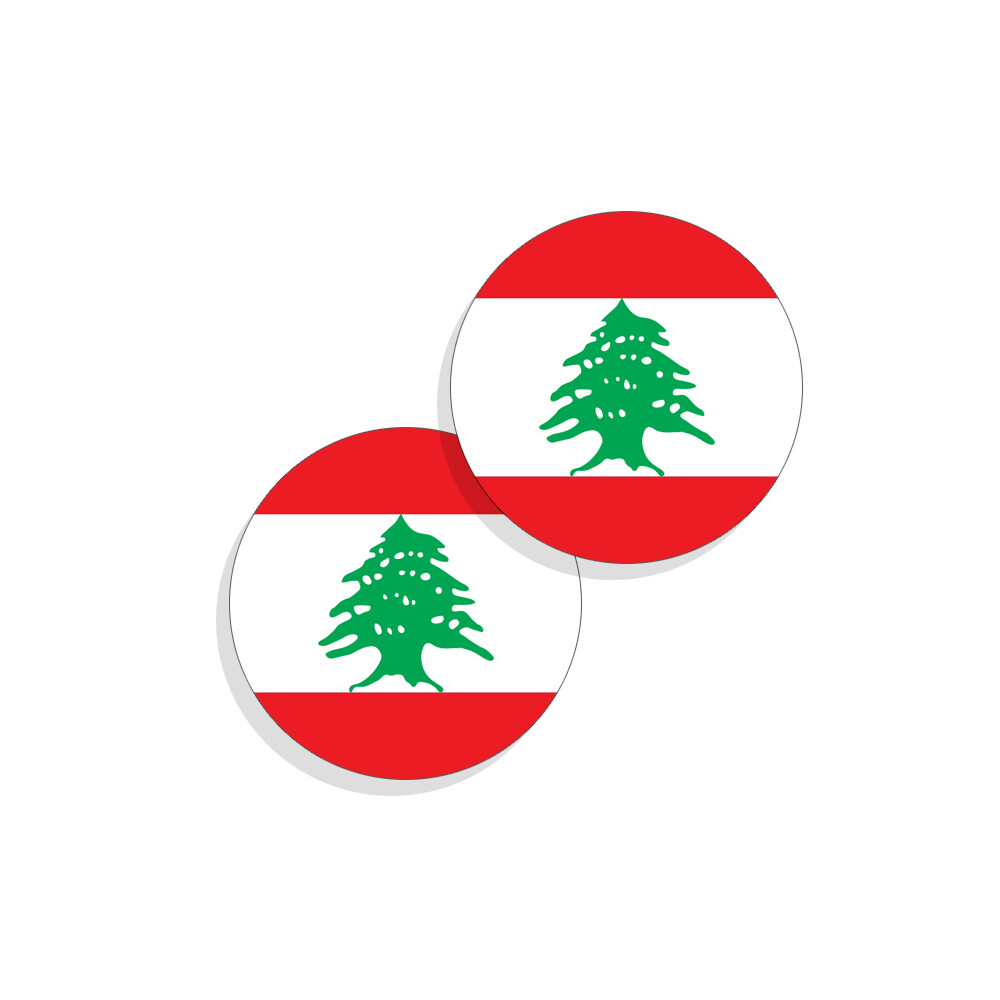 Lebanon Flag Stickers Flag Decals Vinyl Round Indoor Outdoor Circles 4 pack