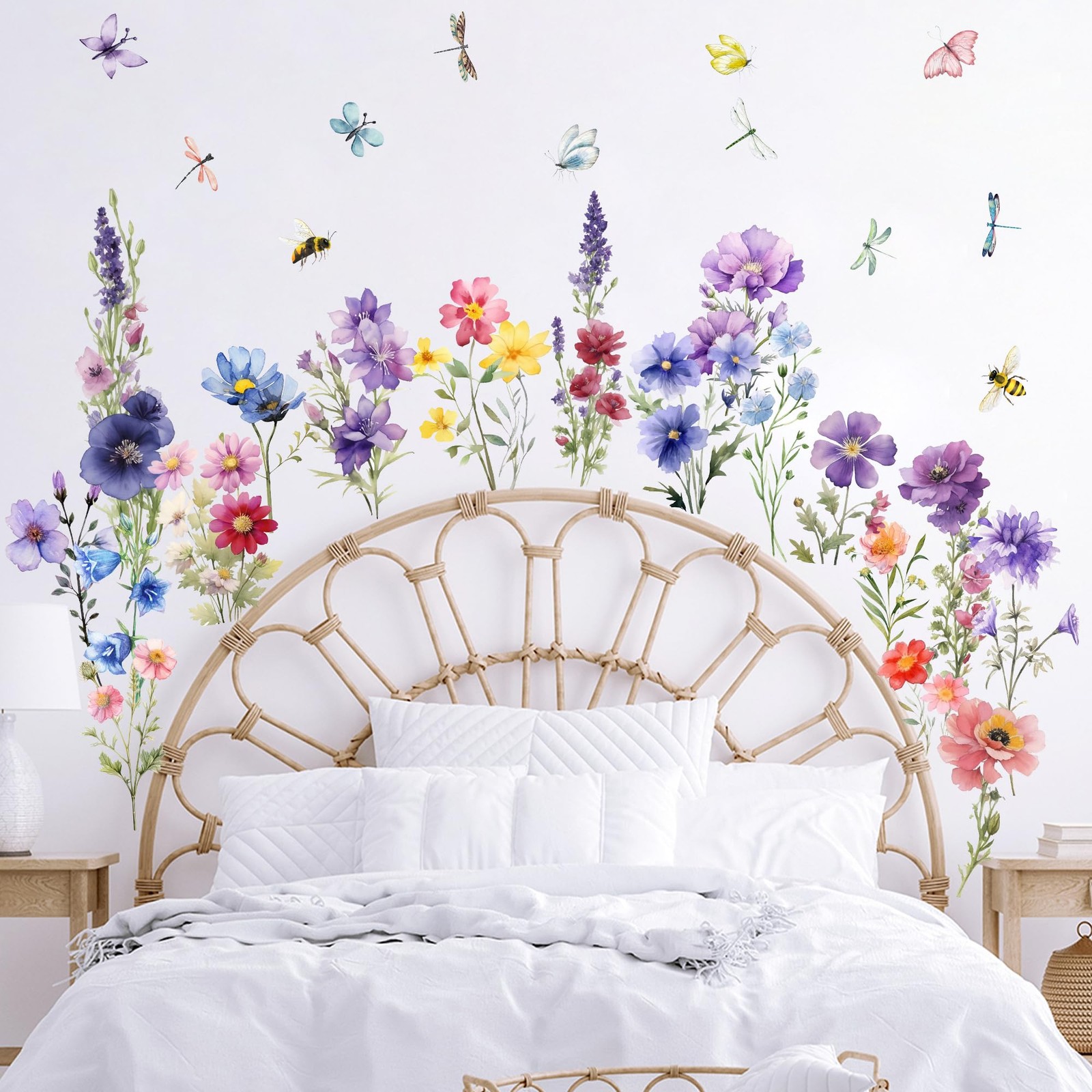 9 Pieces Flowers Wall Decals Flower for Walls Vinyl Color