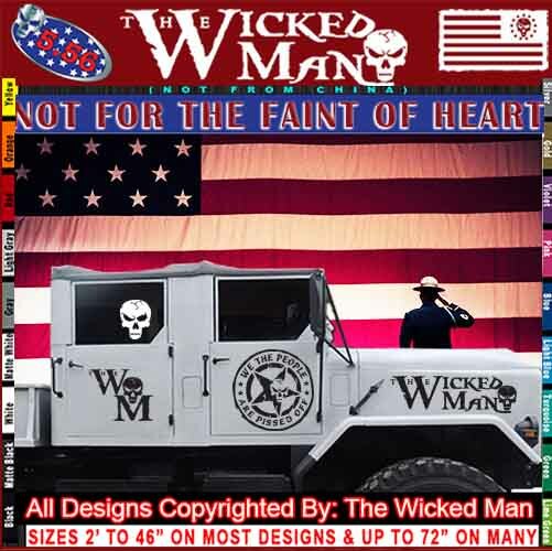 The Wicked Man – We The People Are Pissed Off Star Skull Circle Sticker Decal