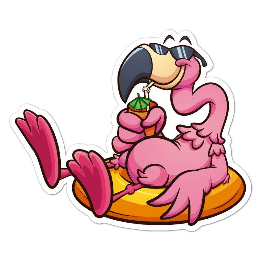 Funny Flamingo, Vinyl Decal Sticker, Indoor Outdoor, 3 Sizes, #7828