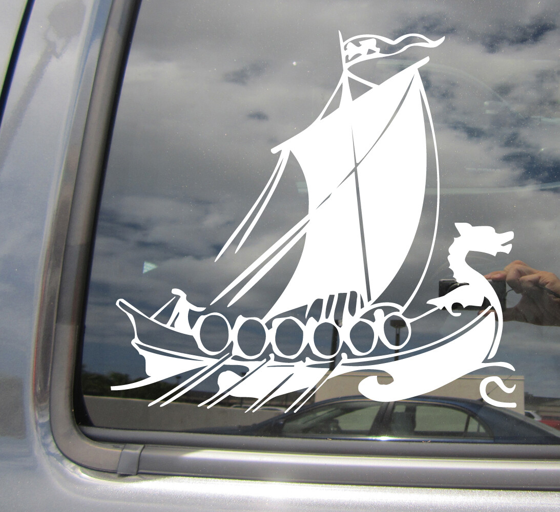 Dragon Head Viking Ship – Norse Car Auto Window Vinyl Decal Sticker 10130