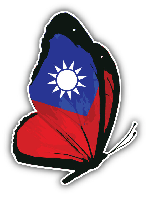 Taiwan Butterfly Flag Car Bumper Sticker Decal