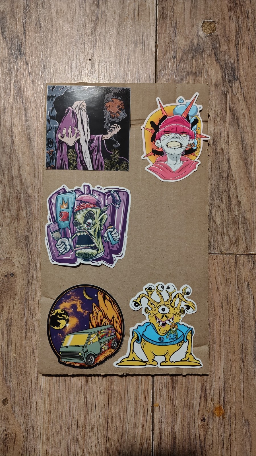 Lot of 5 Artist Vinyl Stickers – Street Art / Sci‑Fi / Surreal Designs