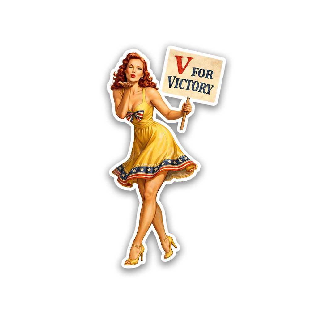 WWII PinUp Girl Sticker 4 Inch Vinyl Decal Riding the Bomb USA