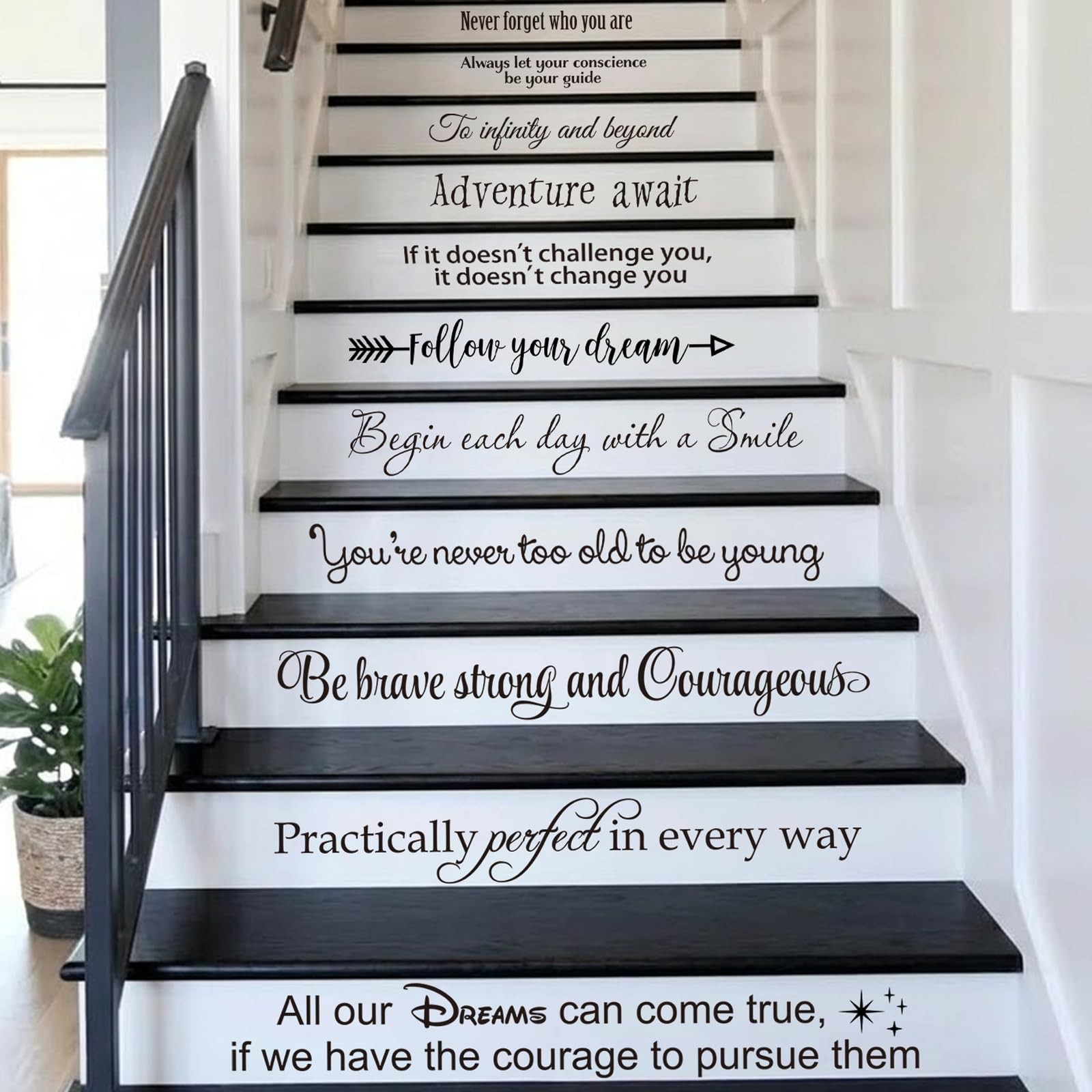 Stairway Decals Die Cut Inspirational Quotes Vinyl Wall Sticker for Stairs St…