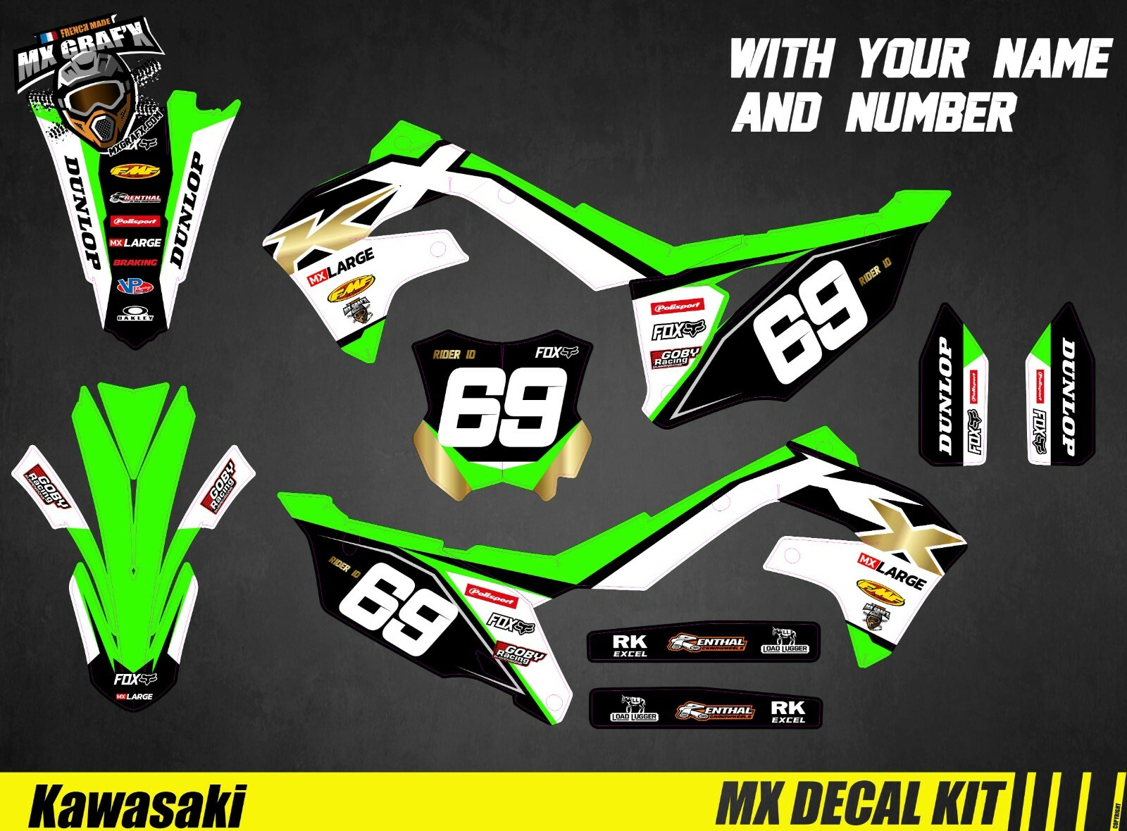 MX Decal Kit For Kawasaki KXF – KX