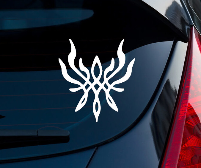 Crest of Flames Fire Emblem 16 Indoor Outdoor Matte White Vinyl Decal 3"x2.7"