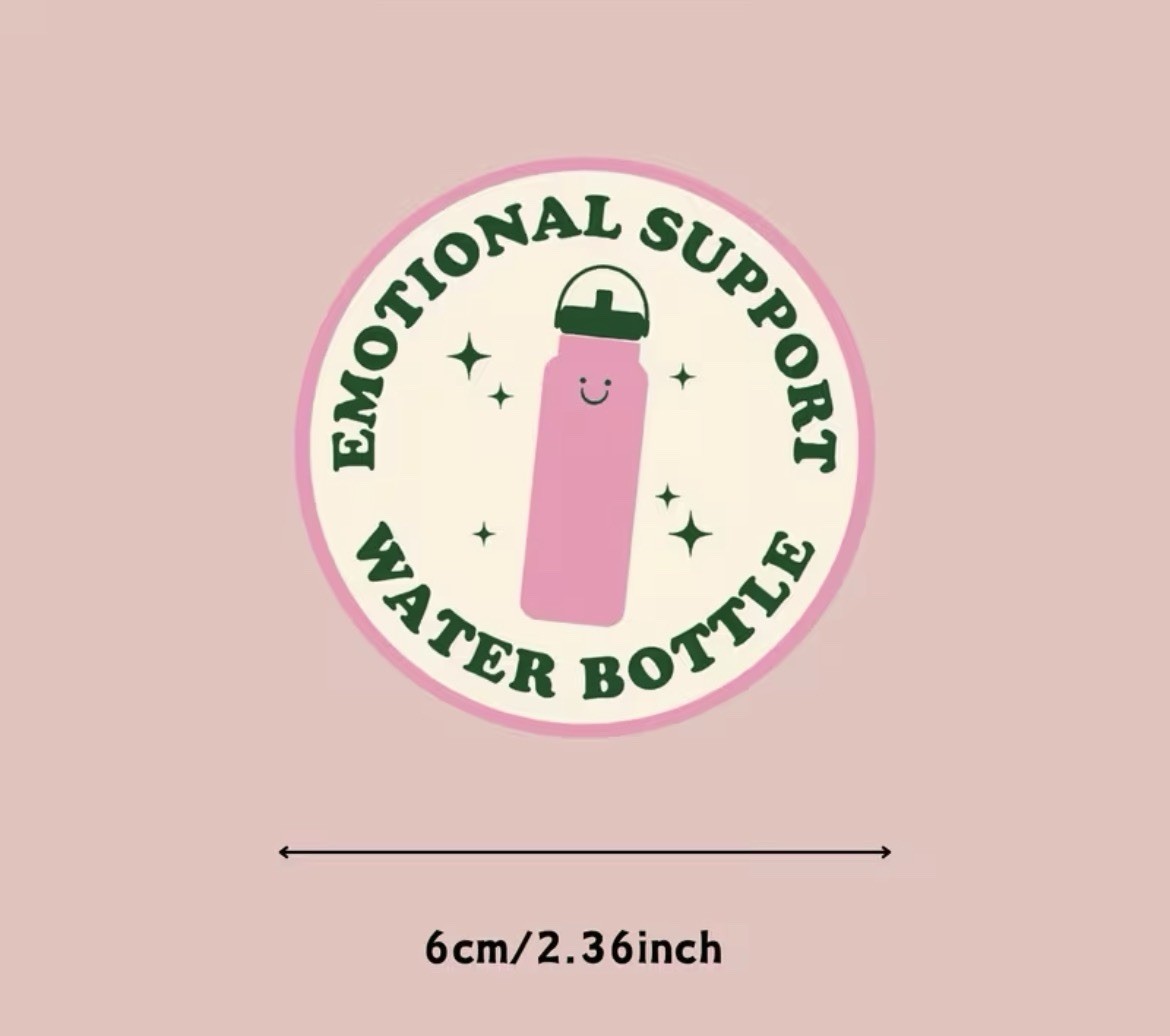 Emotional Support Logo Waterproof Vinyl Decal, Cartoon Design, Sparkly Stars