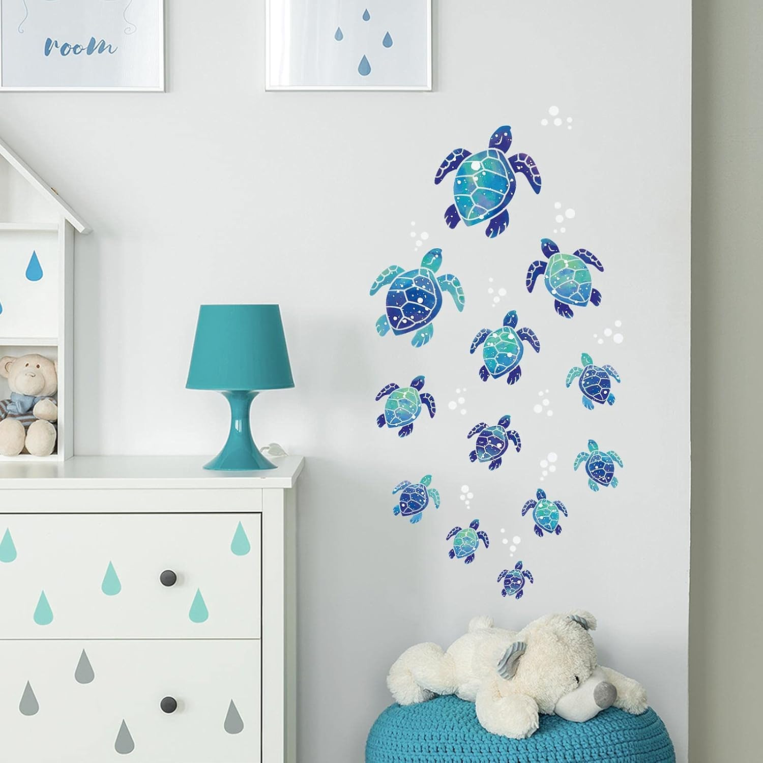 Sea Turtle Wall Decals 3D Ocean Grass Seaweed Stickers under the Sea Wall Decals