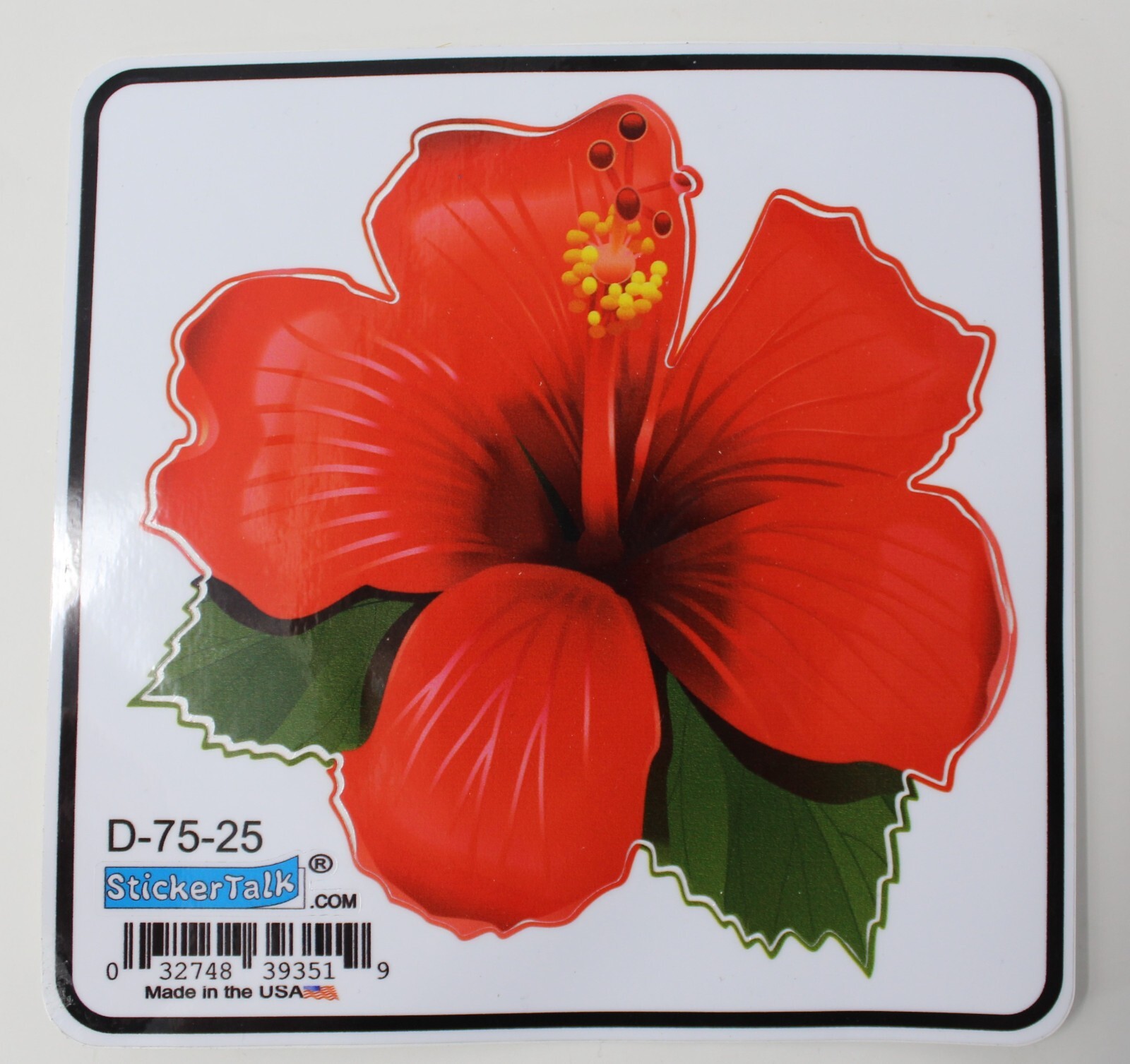 StickerTalk Hibiscus Sticker 4.5"x4.5" Red Vinyl No Border – Made in USA D-75-25