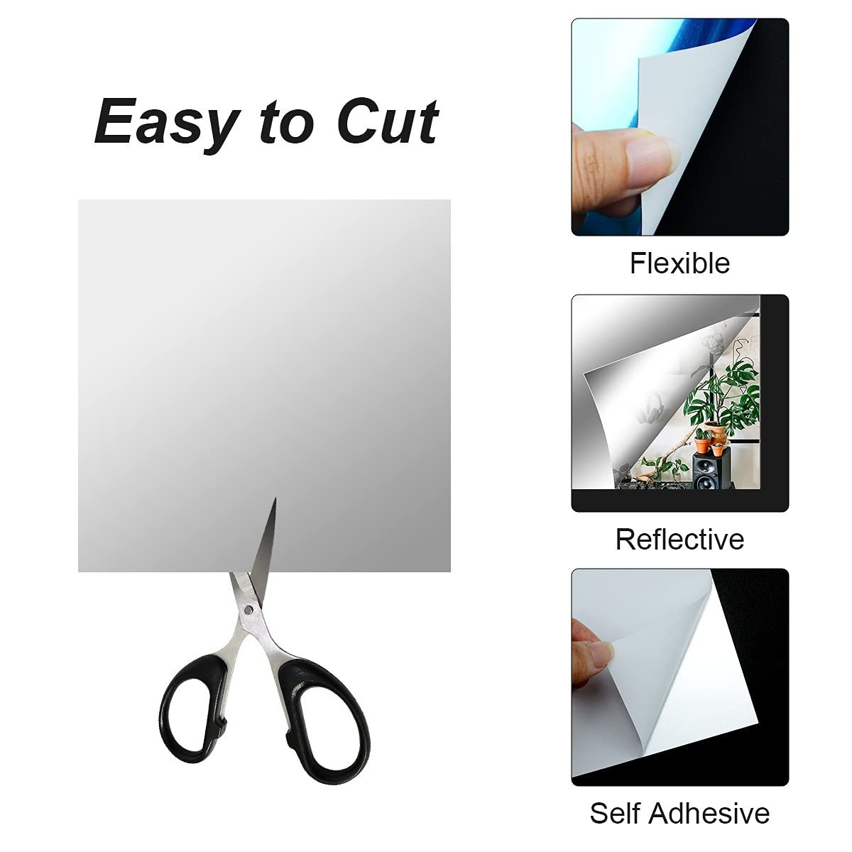 10PCS Self Adhesive Mirror Sheets Plastic Wall Decor Tiles 8×10 Inch