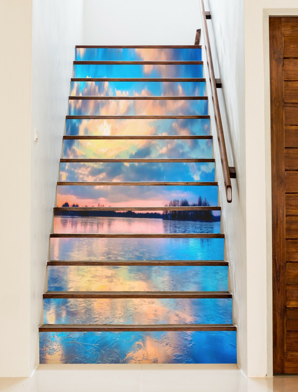 3D Sea Clouds ZHU693 Stair Risers Decoration Photo Mural Vinyl Wallpaper Amy