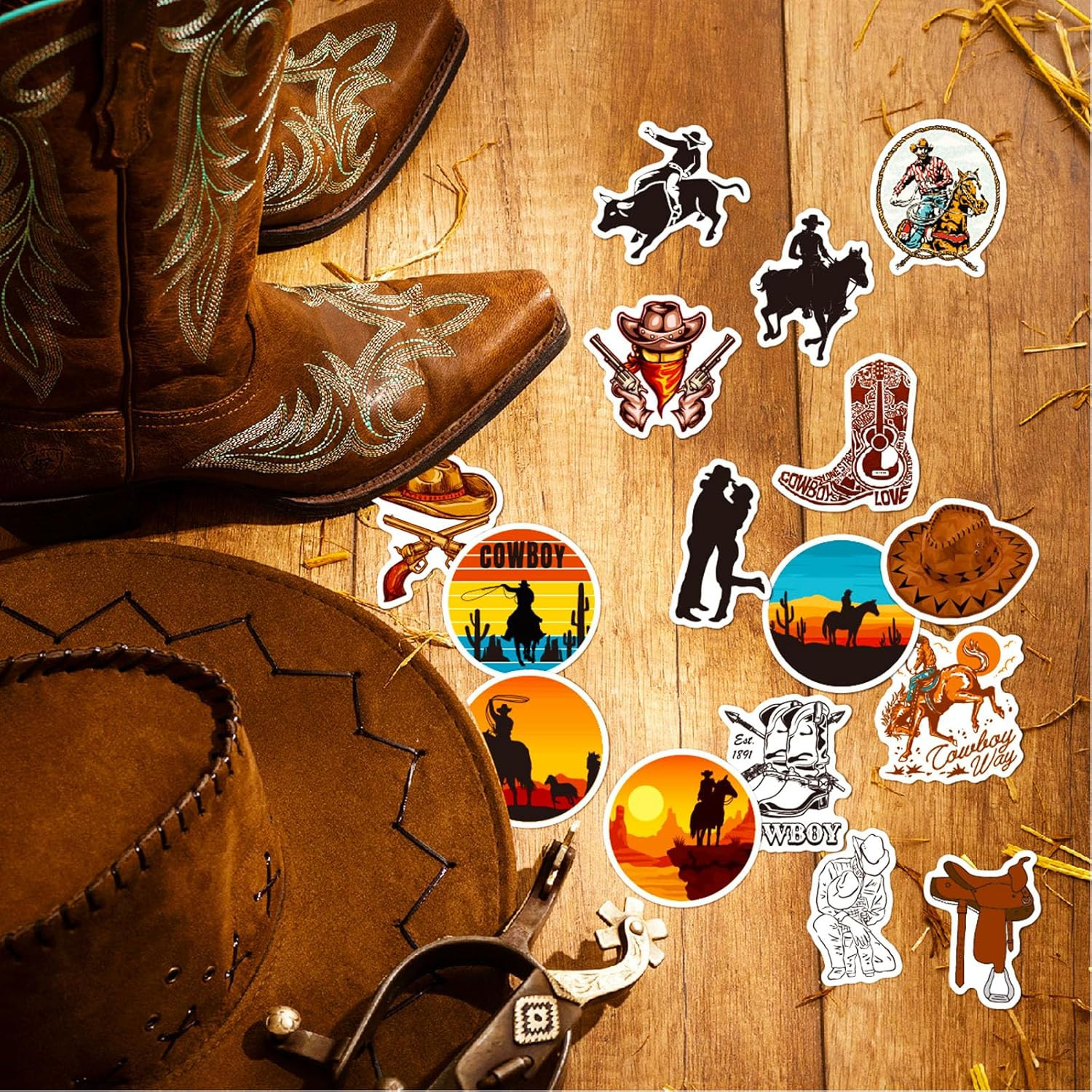 Cowboy Stickers Cowgirl Stickers Combo 100 PCS, Country Western Decals Vinyl Wat
