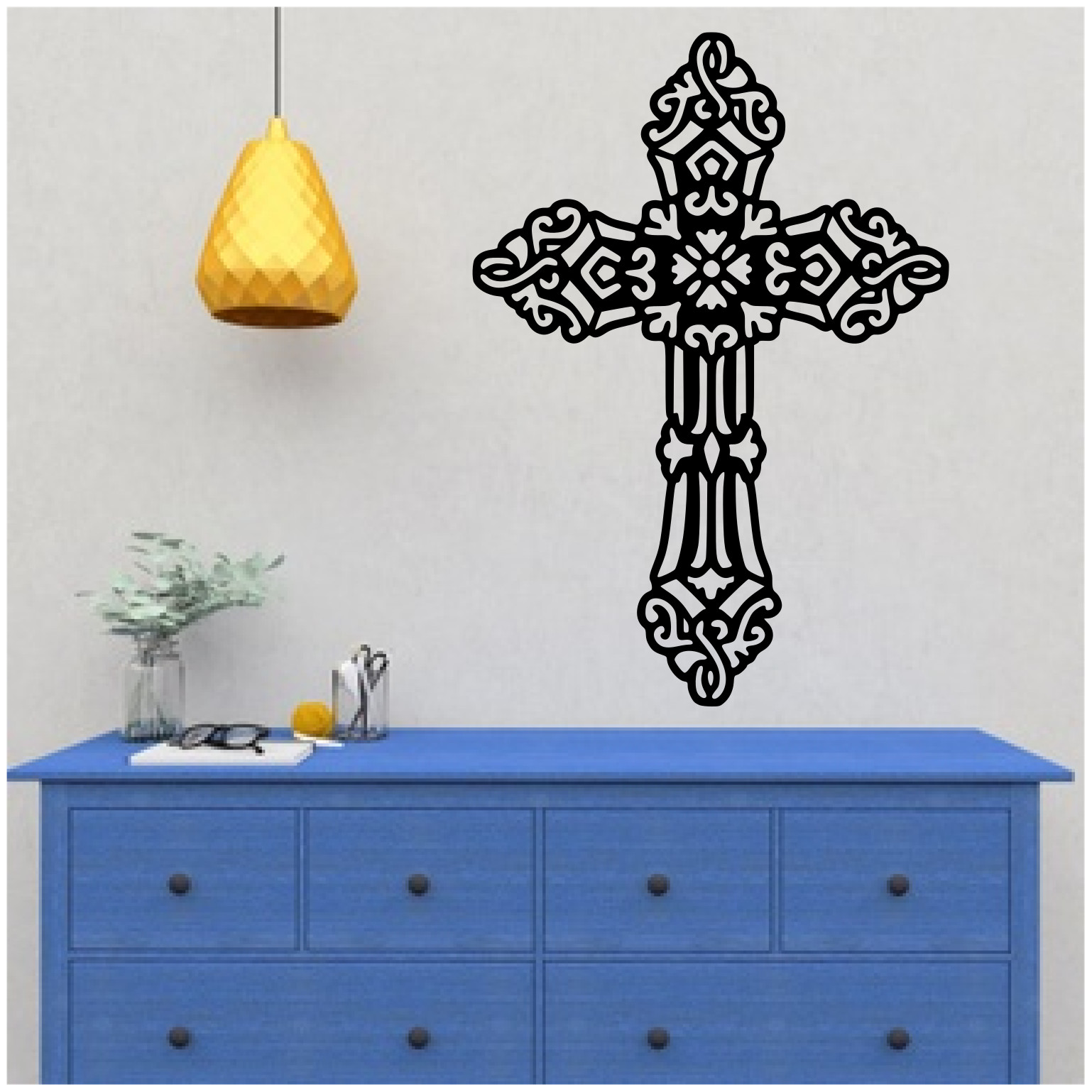 CROSS RELIGIOUS CHRISTIAN WALL ART VINYL DECAL LARGE 22×31" YOUR CHOICE OF COLOR