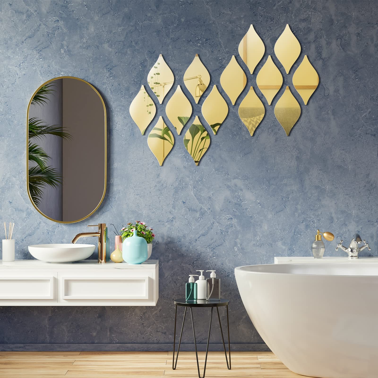 30 Pcs Mirror Wall Stickers Decor Acrylic 3D Tear Drop Decorative Mirrors Sticke