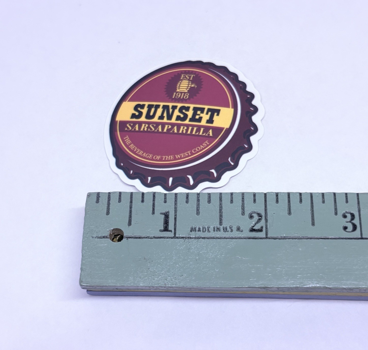 Sunset Sarsaparilla Bottle Cap Sticker Decal Vinyl Cool Art Souvenir Journal Tc6