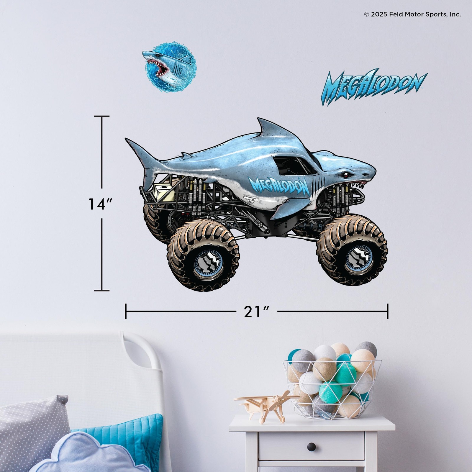 Monster Jam Megalodon Truck Wall Decal – Large 21" Wide Monster Truck Wall Vi…