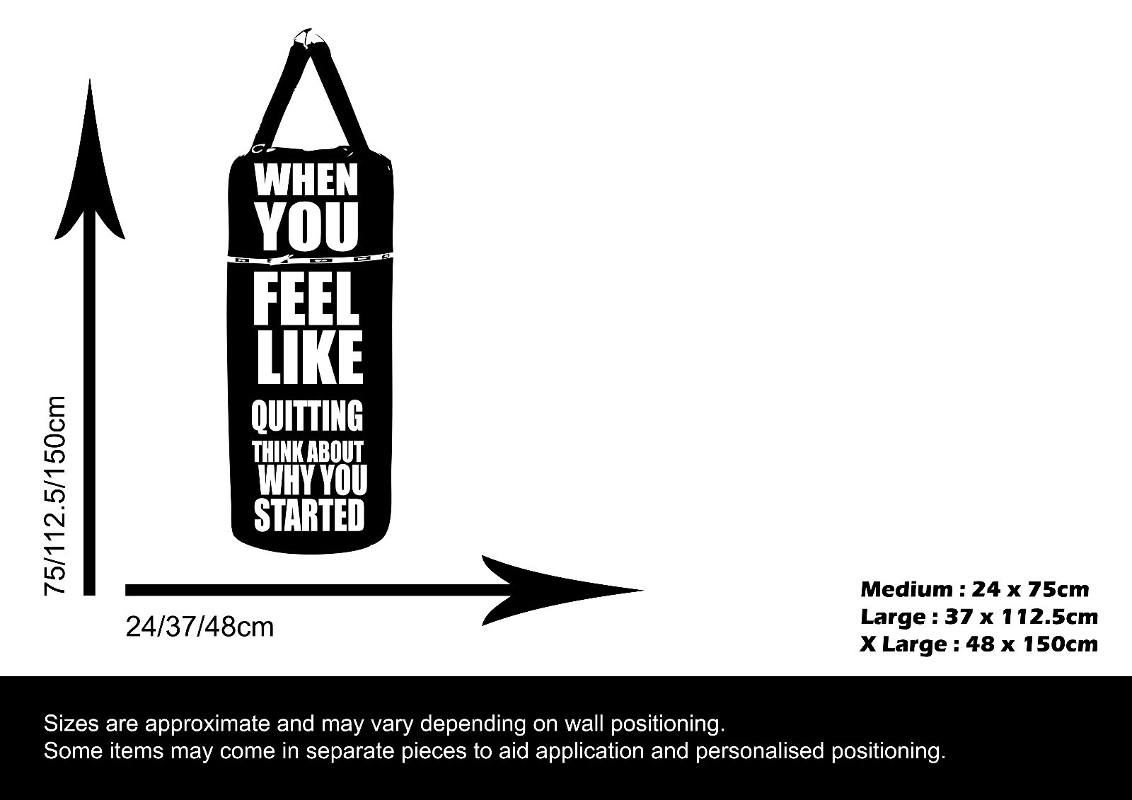 WHEN YOU FEEL LIKE QUITTING – MOTIVATIONAL WALL STICKER DECAL TRANSFER GYM