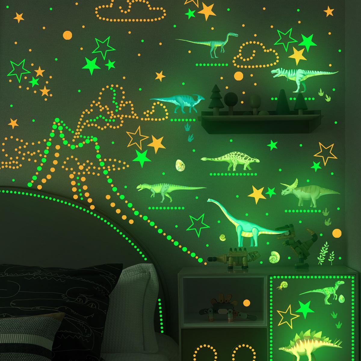 Glow-in-dark Dino Wall Decals – Removable, Luminous, Fun & Easy to Apply