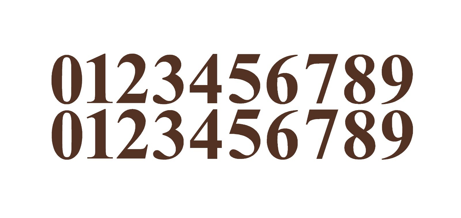 0-9 Numbers Brown Sticker Vinyl Decals CHOOSE .5" – 12" Set Of 20 (V646)