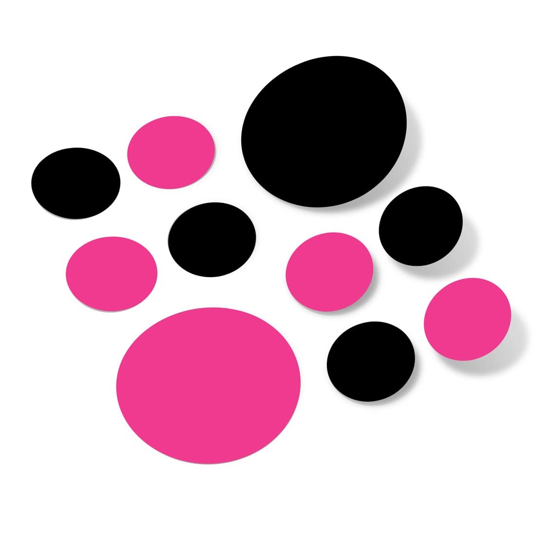 Hot Pink/Black Vinyl Wall Stickers – 2 & 4 inch Circles (30 Decals)