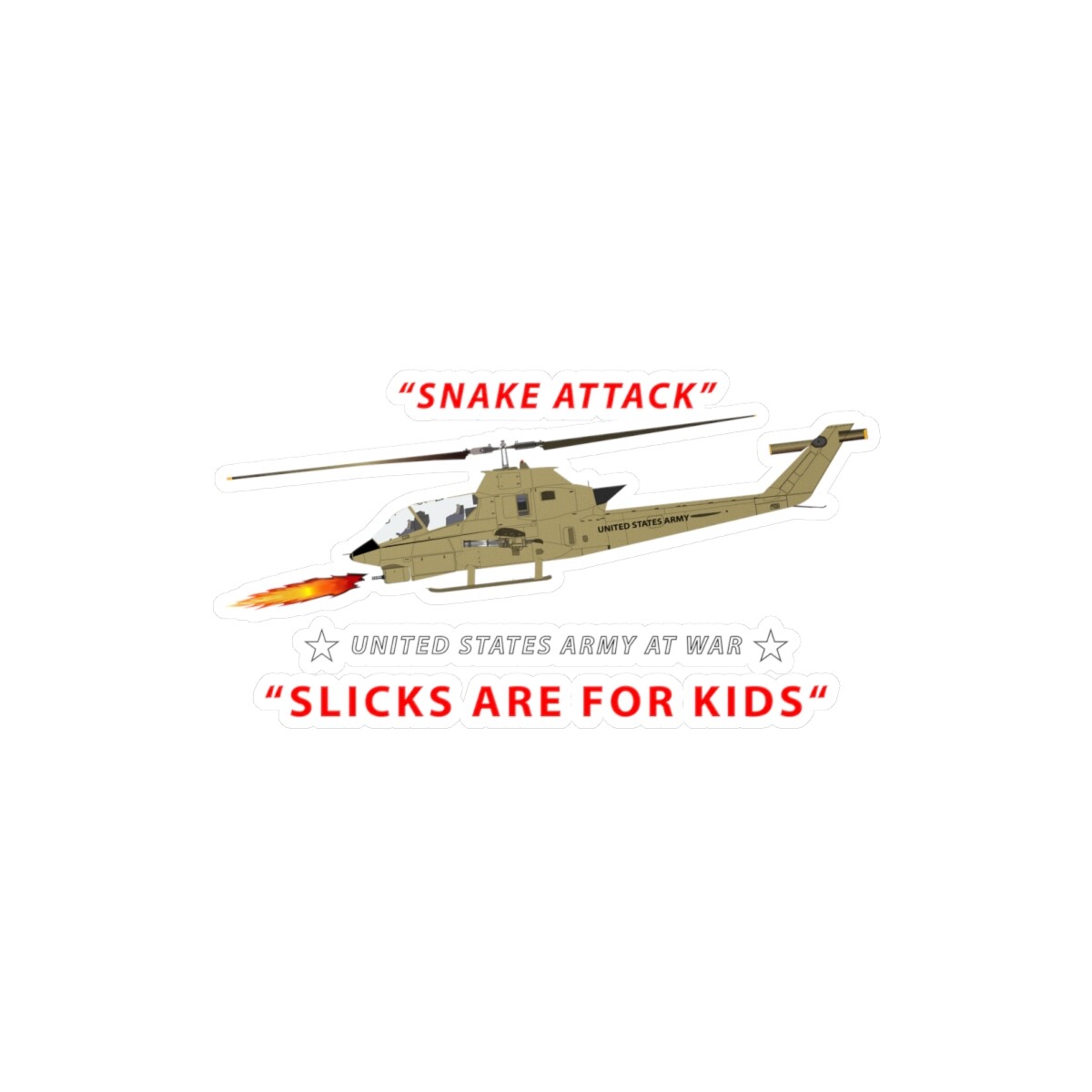 Kiss-Cut Vinyl Decals – Army – AH-1 Cobra – Snake Attack – Slicks are for Kids