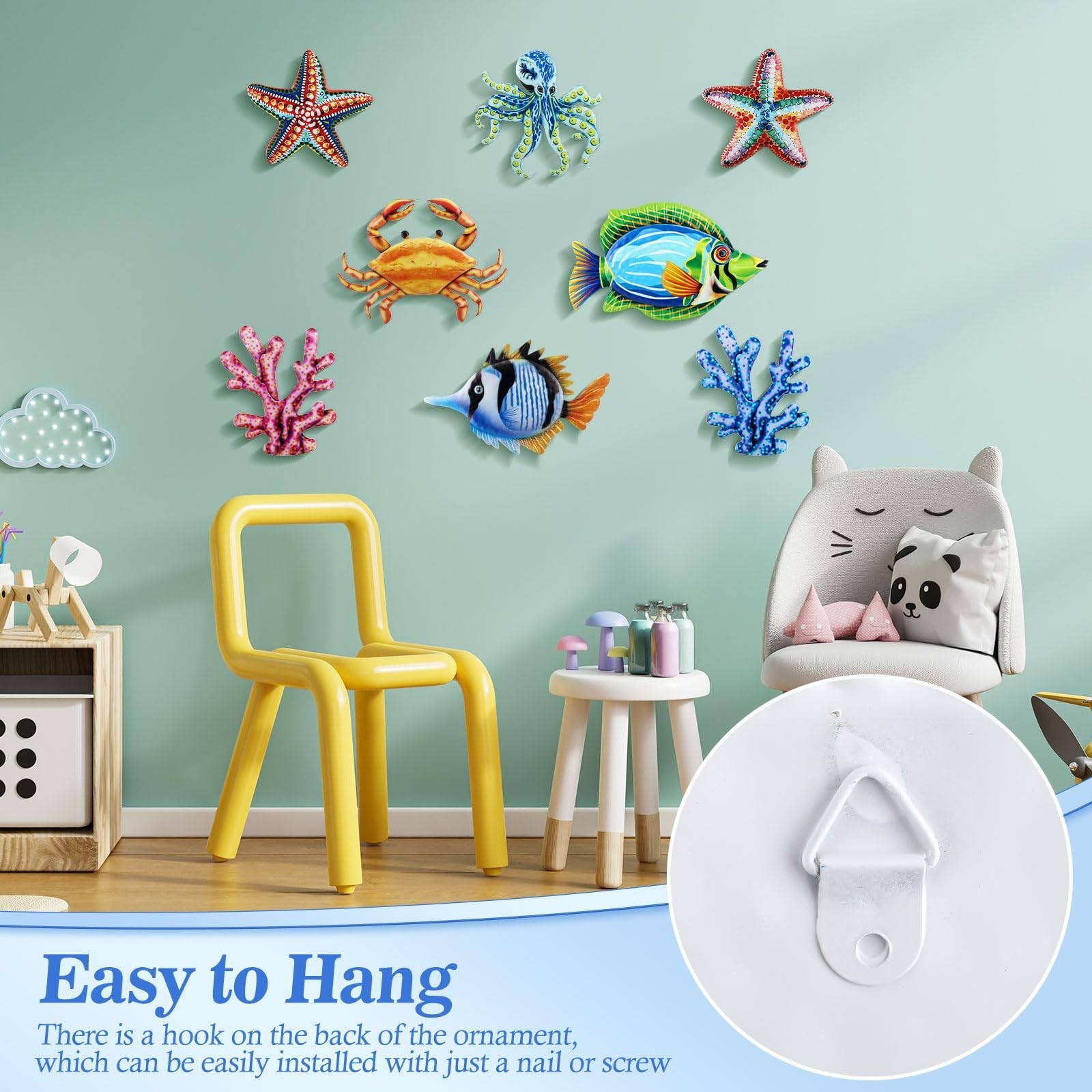 Tandefio 8 Pcs Metal Wall Decor Wall Art Hanging Decorations Outdoor Indoor S…