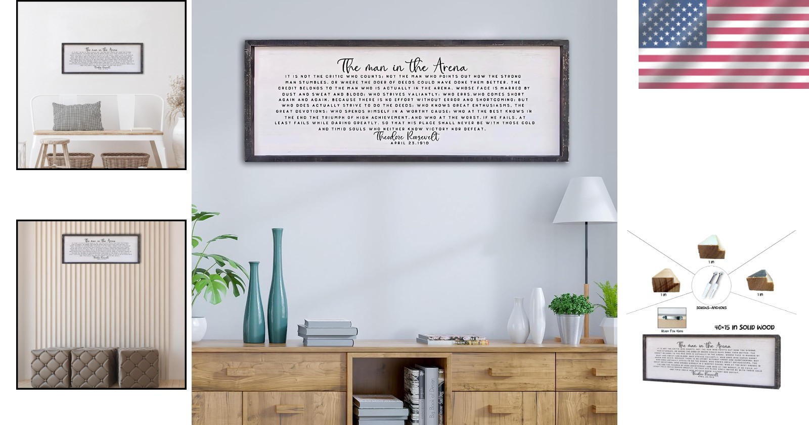 Inspirational Quotes Home Wall Sign 40×15 Retro Office Decor