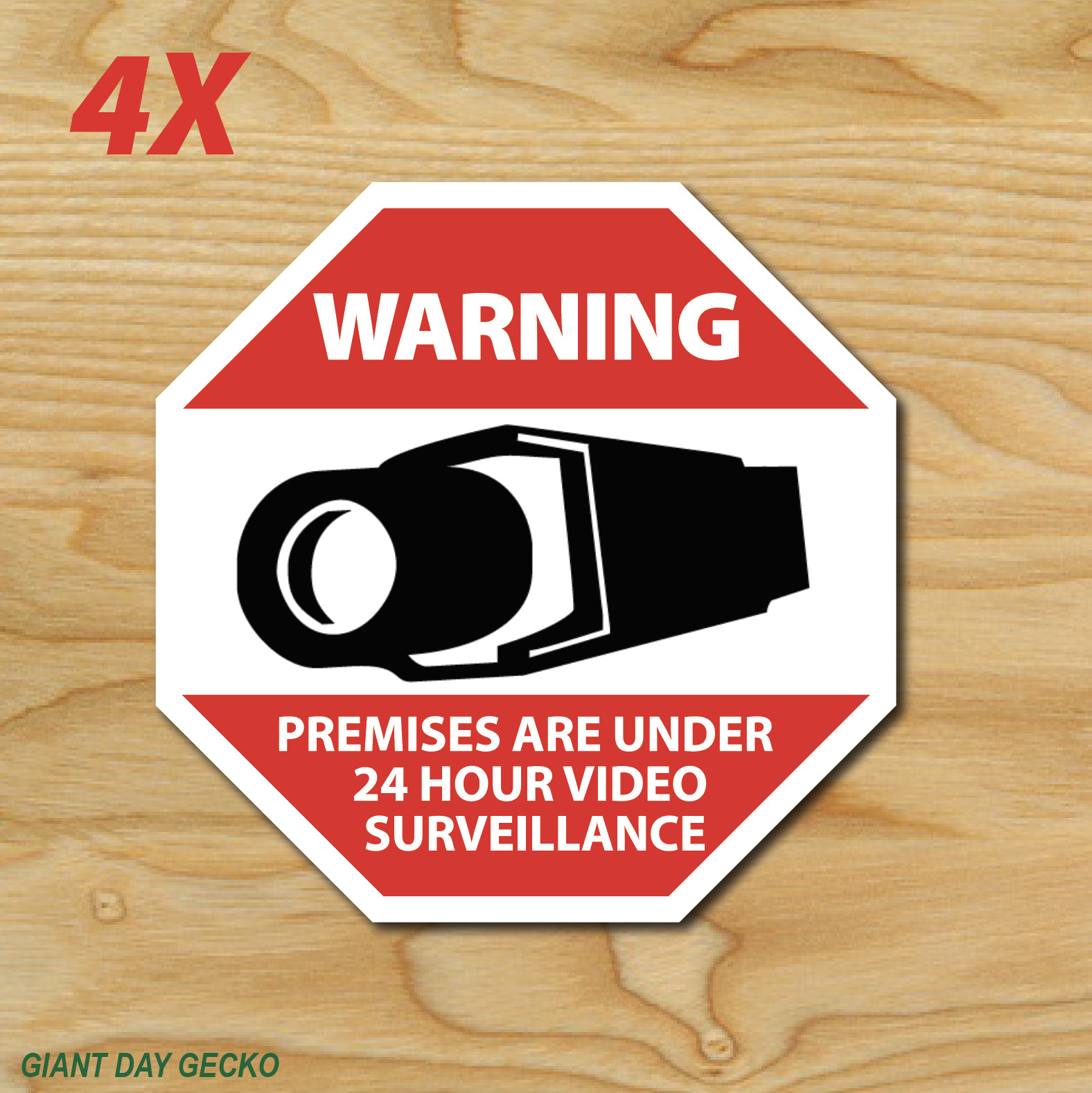 4X FOUR WARNING Surveillance Security car Laptop Wall Sticker Decal Stickers