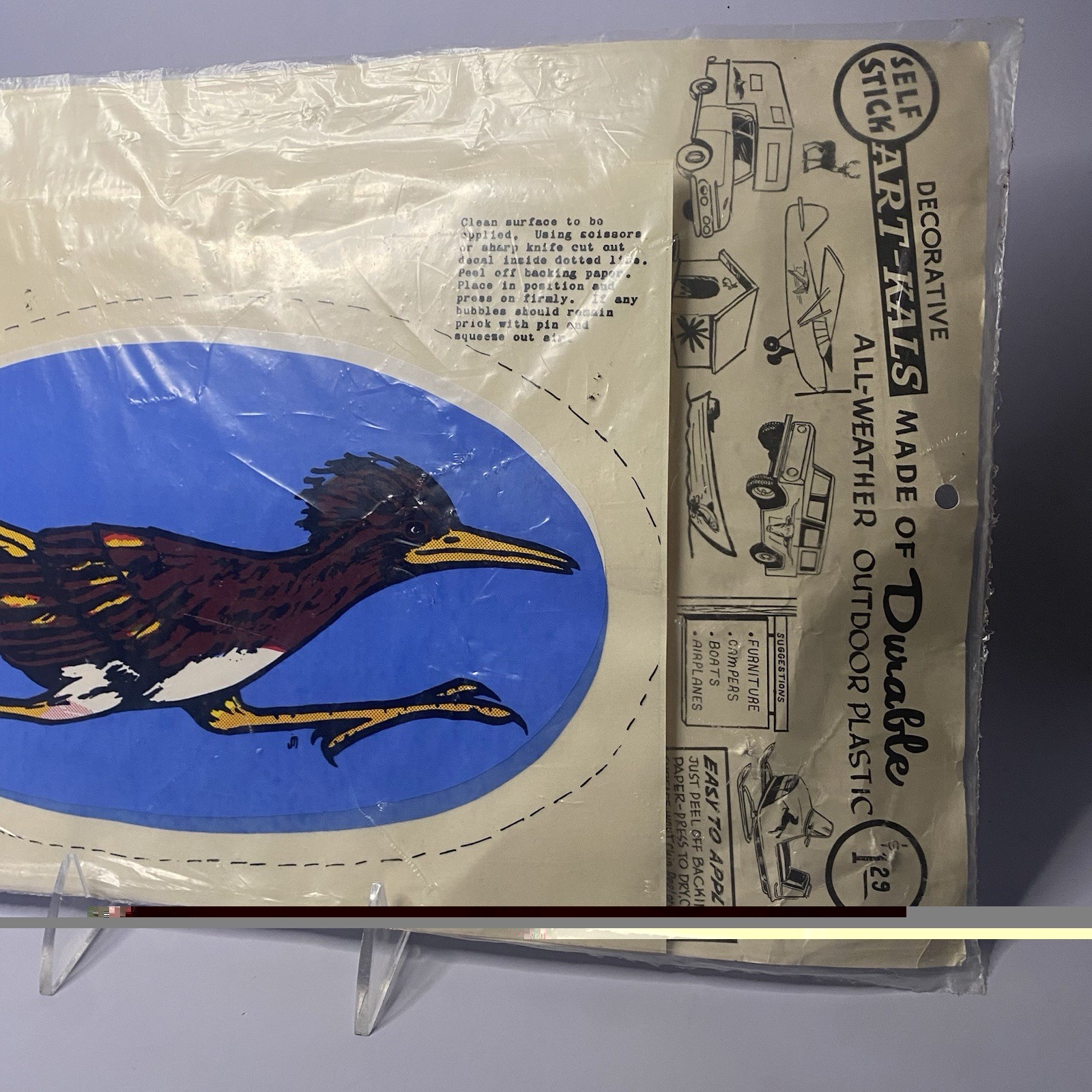 Rare Vintage Roadrunner Self Stick Decal Sticker – Sealed In Original Pkg