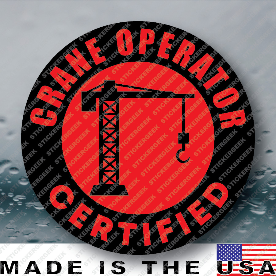 Crane Operator Certified Funny Hard Hat Helmet Gag Prank Joke Sticker 2IN