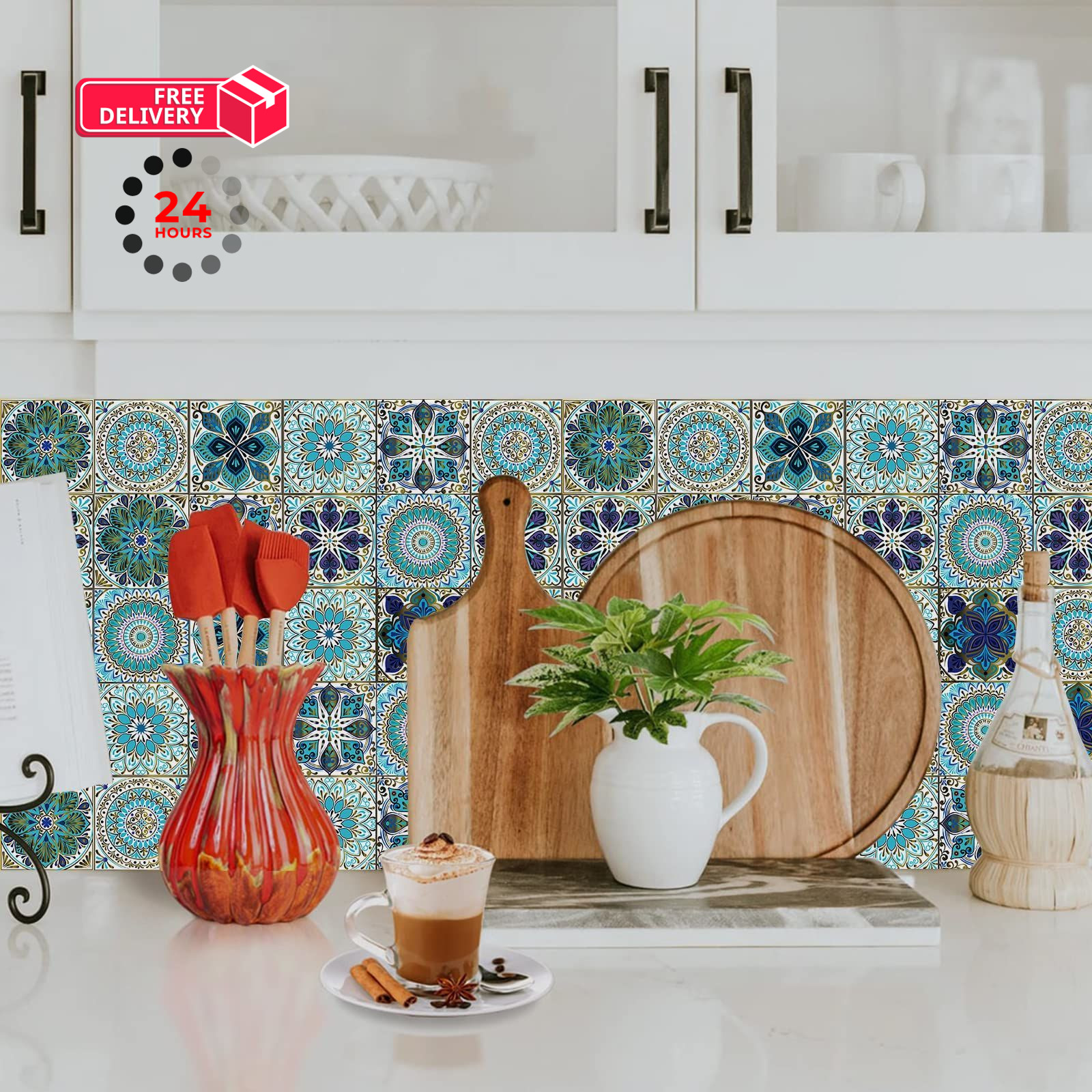 24Pcs Peel and Stick Tile Stickers, 4×4 Bathroom & Kitchen Backsplash Ts-104