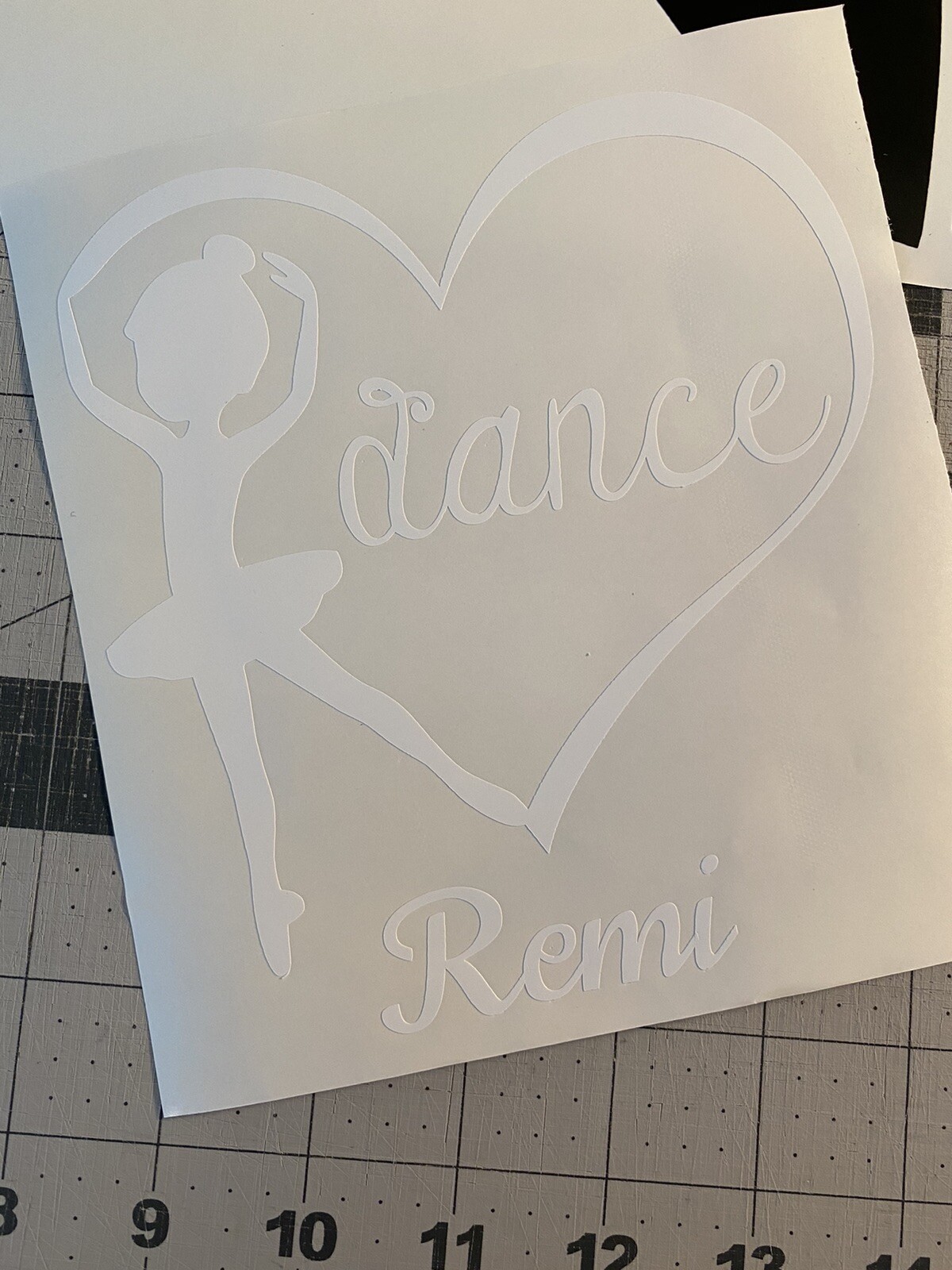 Vinyl Decal for Window – Dance, Child Dancer w/ Heart (May Customize w/ Name)